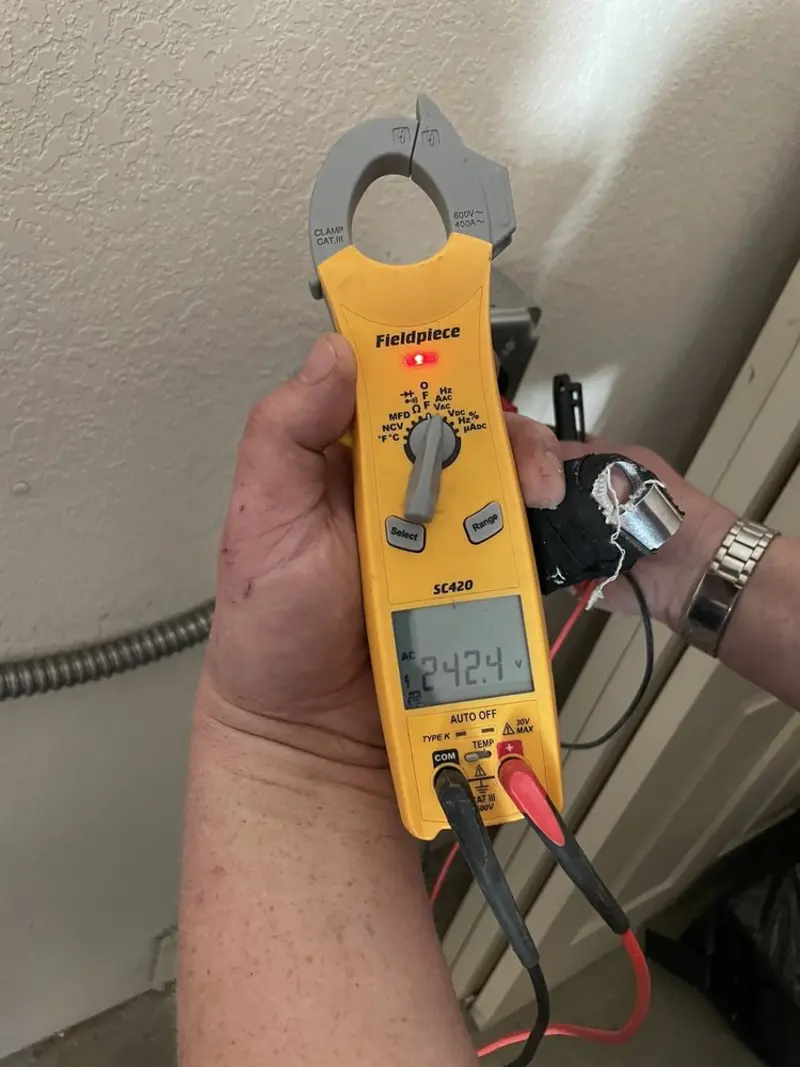 Voltage testing with clamp meter during Hot Tub / Pool Electrical Wiring in Beavercreek